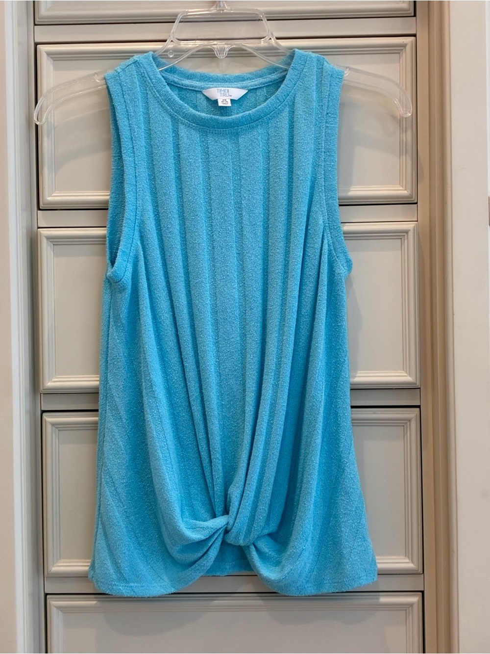 Time and Tru Sky Blue Twist-Front Sleeveless Tank